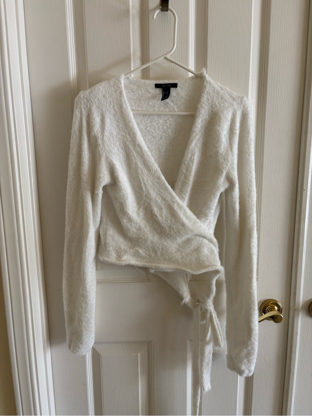 Forever 21 Cream Faux-Fur Wrap Sweater